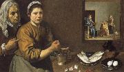 Diego Velazquez Kitchen Scene with Christ in the House of Martha and Hary oil painting reproduction